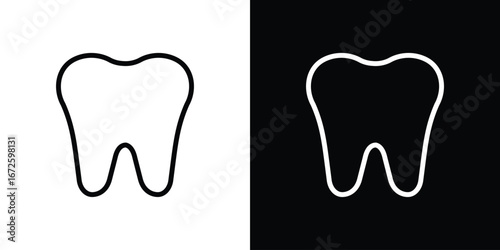 Tooth icon. Vector linear icon isolated in black and white