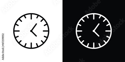 Time icon. Vector linear icon isolated in black and white