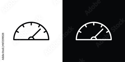Speedometer icon. Vector linear icon isolated in black and white