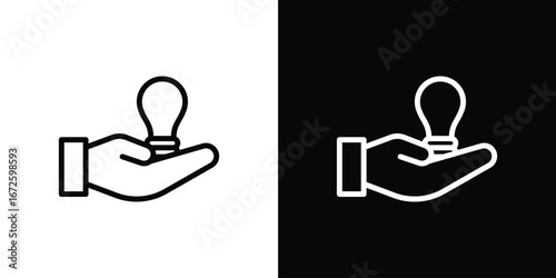 Solution icon. Vector linear icon isolated in black and white