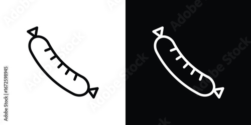 Sausage icon. Vector linear icon isolated in black and white