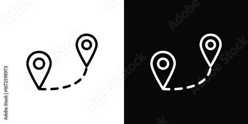 Route icon. Vector linear icon isolated in black and white