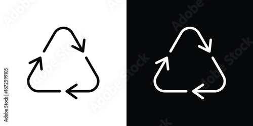 Recycle icon. Vector linear icon isolated in black and white
