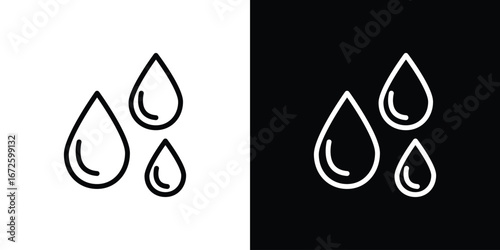 Raindrops icon. Vector linear icon isolated in black and white