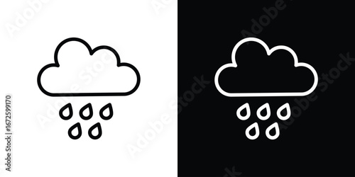 Rain icon. Vector linear icon isolated in black and white