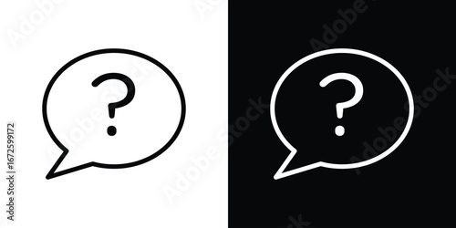 Question icon. Vector linear icon isolated in black and white