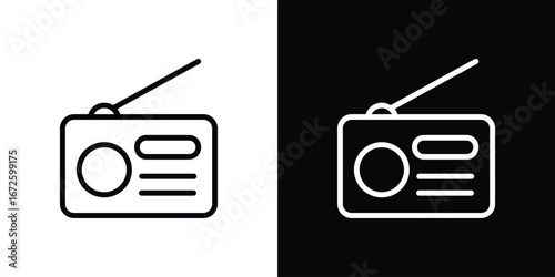 Radio icon. Vector linear icon isolated in black and white