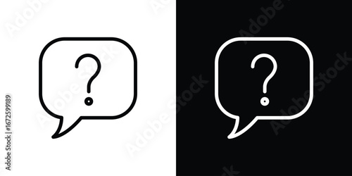 Question icon. Vector linear icon isolated in black and white