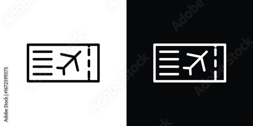 Plane Ticket icon. Vector linear icon isolated in black and white