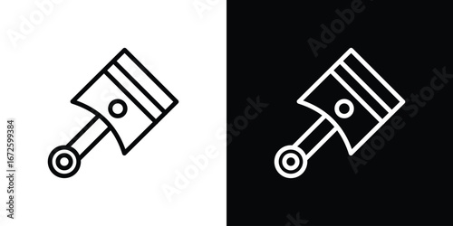 Piston icon. Vector linear icon isolated in black and white