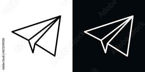 Paper plane icon. Vector linear icon isolated in black and white
