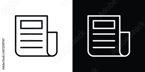 News icon. Vector linear icon isolated in black and white