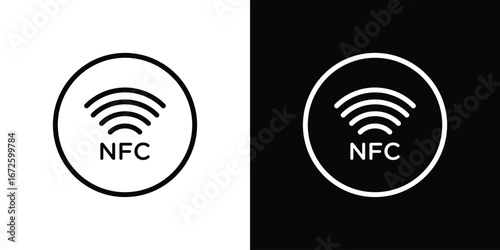 NFC icon. Vector linear icon isolated in black and white