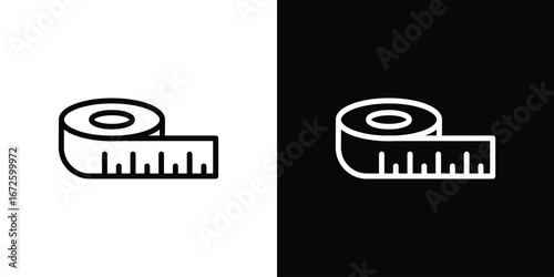 Meter tape icon. Vector linear icon isolated in black and white