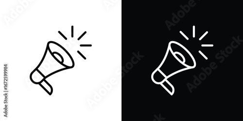 Megaphone icon. Vector linear icon isolated in black and white