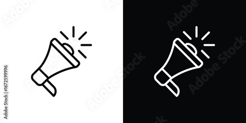 Megaphone icon. Vector linear icon isolated in black and white