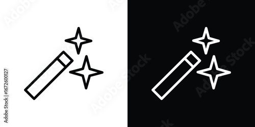 Magic icon. Vector linear icon isolated in black and white