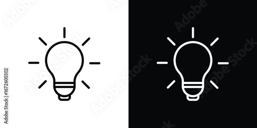 Light bulb icon. Vector linear icon isolated in black and white
