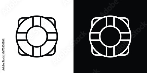 Life buoy icon. Vector linear icon isolated in black and white