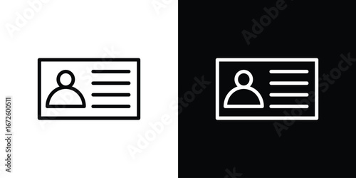 Identity card icon. Vector linear icon isolated in black and white