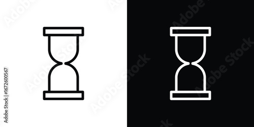 Hourglass icon. Vector linear icon isolated in black and white