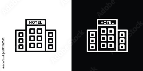 hotel icon. Vector linear icon isolated in black and white