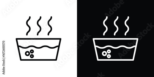 Hot Water icon. Vector linear icon isolated in black and white