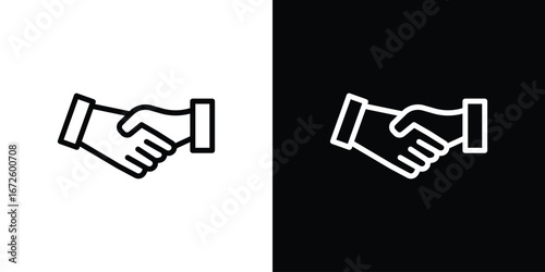 Handshake icon. Vector linear icon isolated in black and white