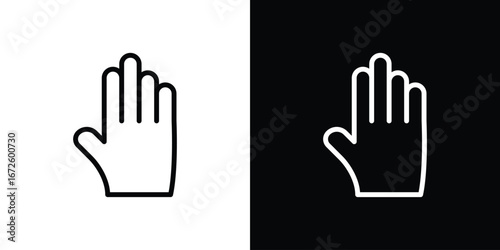Hand icon. Vector linear icon isolated in black and white