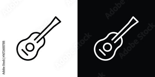 Guitar icon. Vector linear icon isolated in black and white