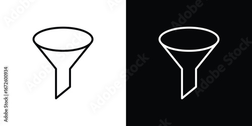 Funnel icon. Vector linear icon isolated in black and white