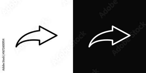 Forward icon. Vector linear icon isolated in black and white