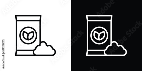 Fertilizer icon. Vector linear icon isolated in black and white