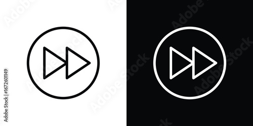 Fast forward icon. Vector linear icon isolated in black and white