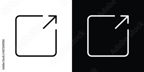 External link icon. Vector linear icon isolated in black and white