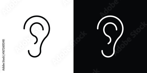 Ear icon. Vector linear icon isolated in black and white