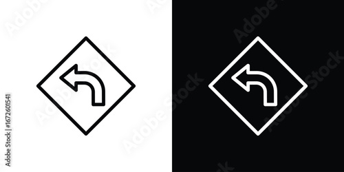 Directions icon. Vector linear icon isolated in black and white