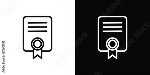 Diploma icon. Vector linear icon isolated in black and white