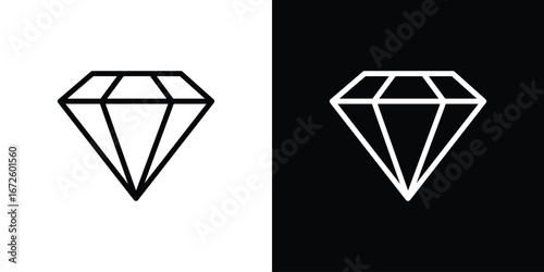 Diamond icon. Vector linear icon isolated in black and white