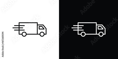 Delivery icon. Vector linear icon isolated in black and white