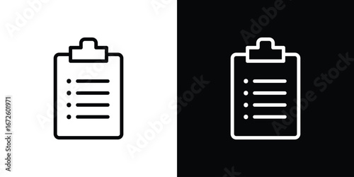 Clipboard icon. Vector linear icon isolated in black and white