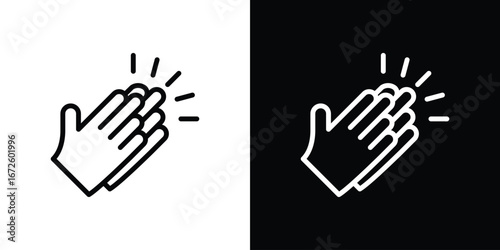 Clap icon. Vector linear icon isolated in black and white