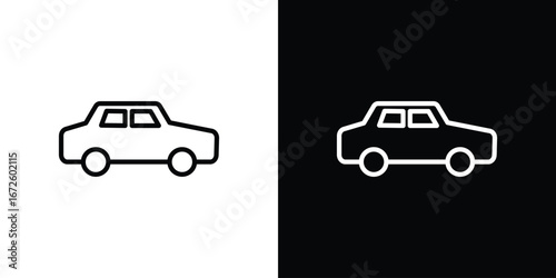 Car icon. Vector linear icon isolated in black and white