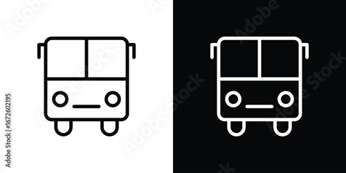 Bus icon. Vector linear icon isolated in black and white
