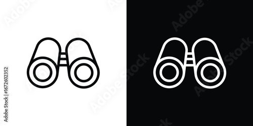 Binoculars icon. Vector linear icon isolated in black and white