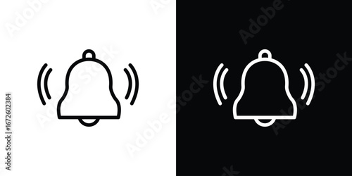 Bell icon. Vector linear icon isolated in black and white