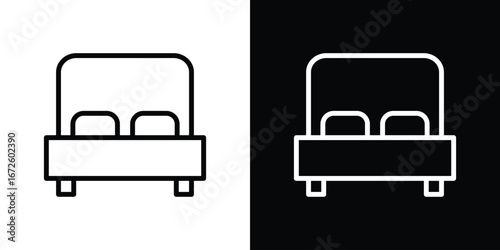 Bed icon. Vector linear icon isolated in black and white