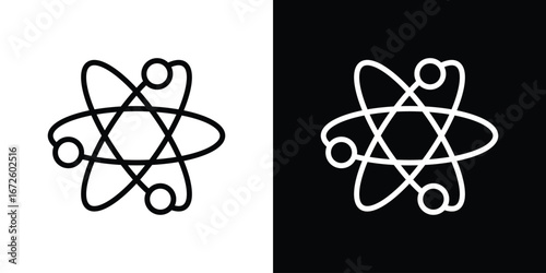 Atom icon. Vector linear icon isolated in black and white