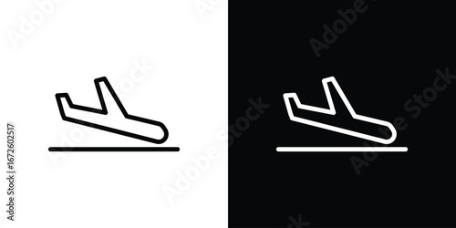 Arrival icon. Vector linear icon isolated in black and white