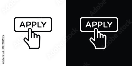 Apply icon. Vector linear icon isolated in black and white